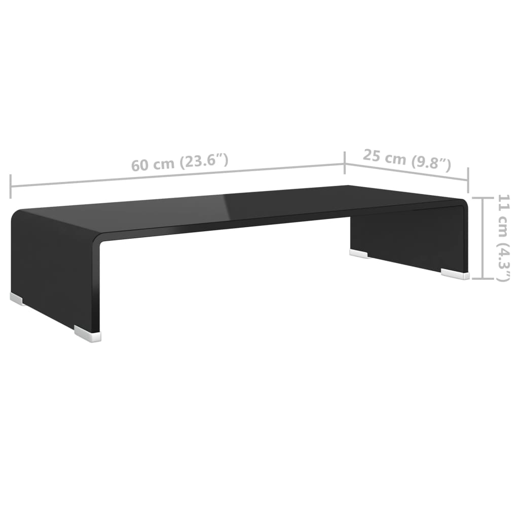 TV-bord glas svart 60x25x11 cm