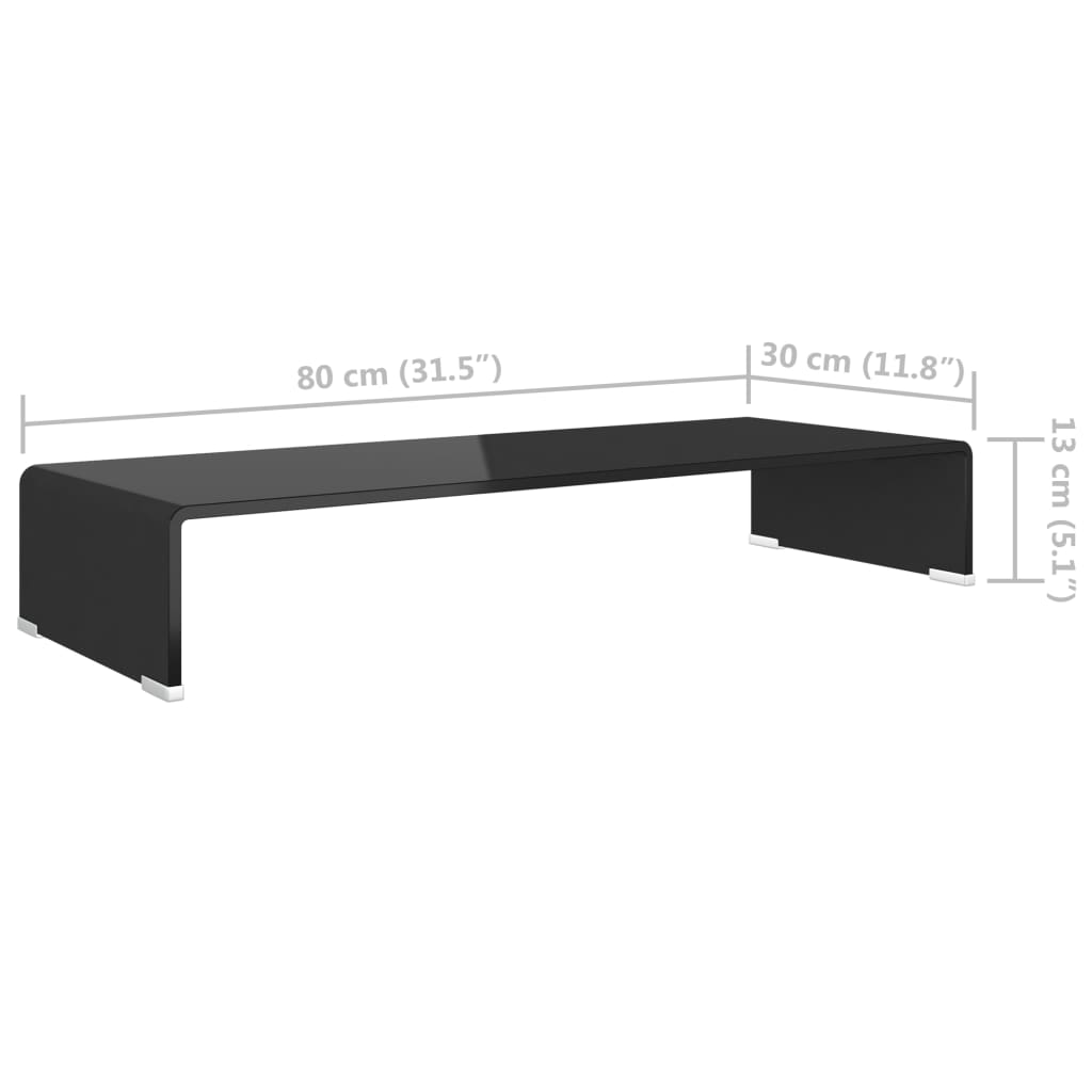 TV-bord glas svart 80x30x13 cm