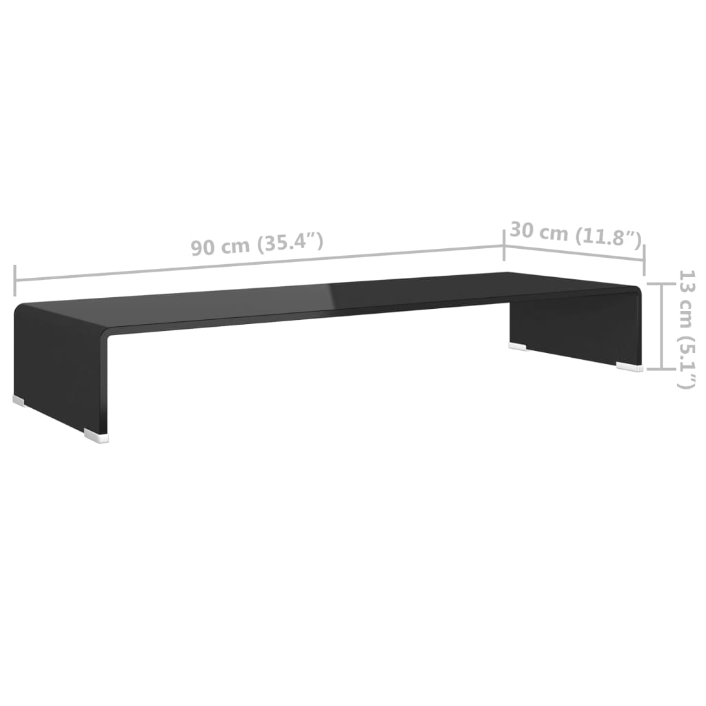 TV-bord glas svart 90x30x13 cm