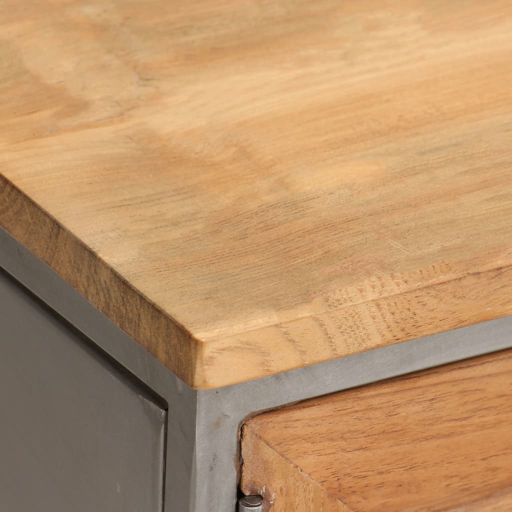 TV-bänk återvunnen teak och stål 120x30x40 cm