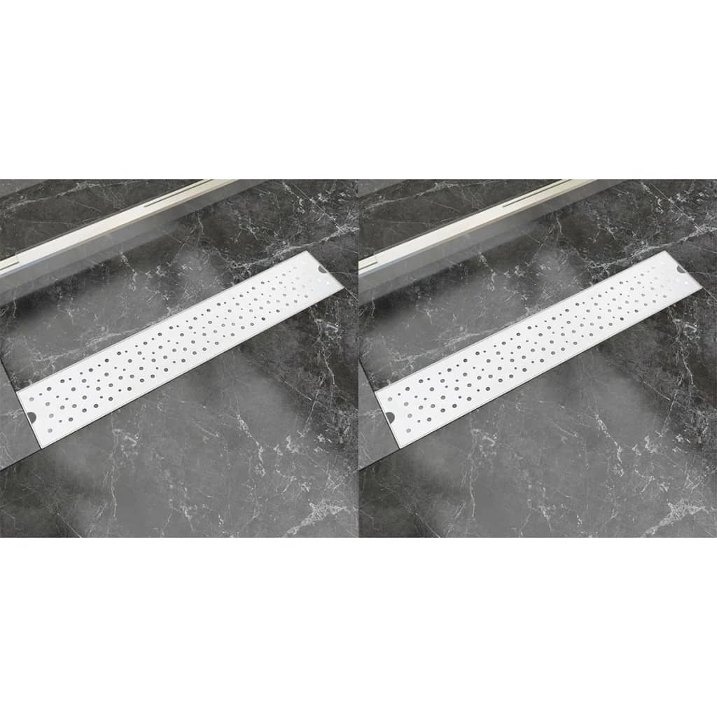 Avlång golvbrunn 2 st bubblor rostfritt stål 630x140 mm