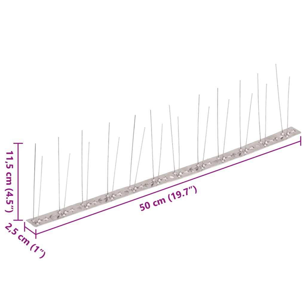 2-raders Fågelpiggar i rostfritt stål 6 st 3 m