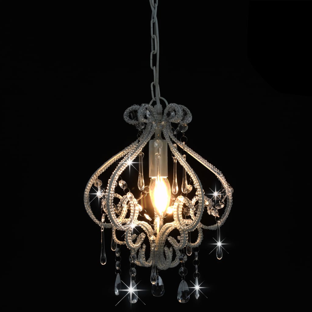 Taklampa med pärlor vit rund E14