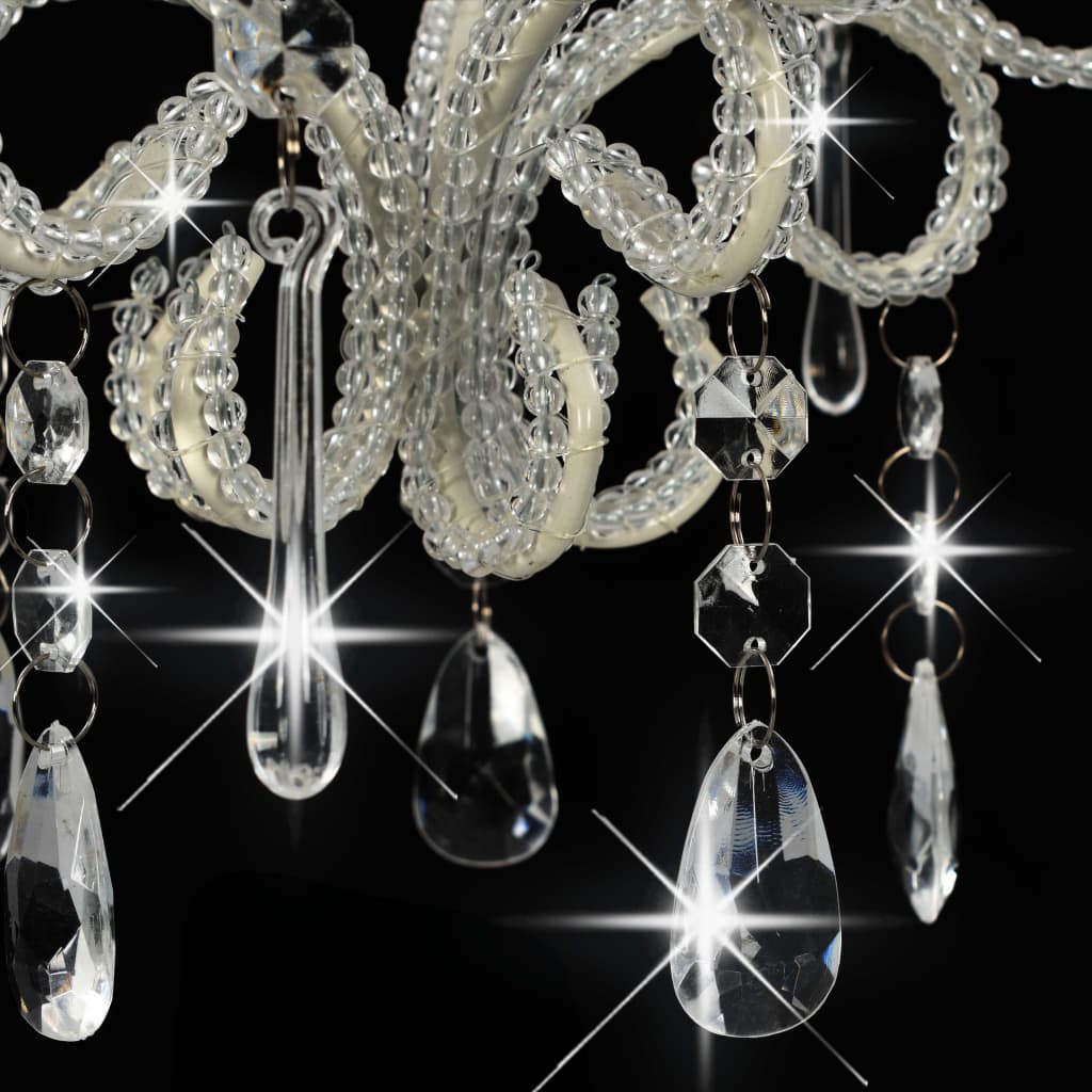 Taklampa med pärlor vit rund E14