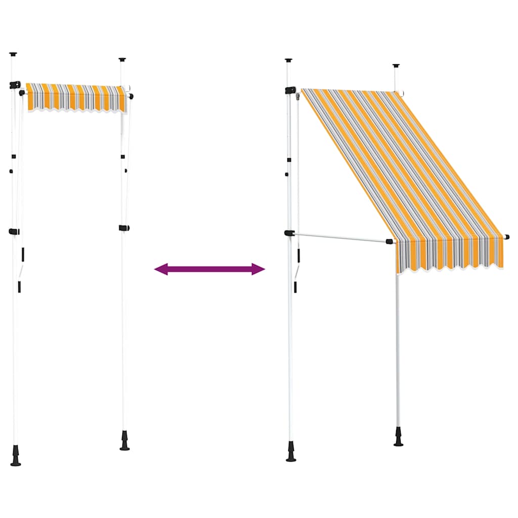 Markis manuellt infällbar 100 cm gula och blå ränder