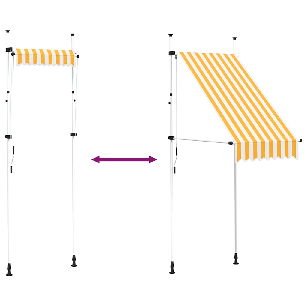 Markis manuellt infällbar 100 cm orange och vita ränder