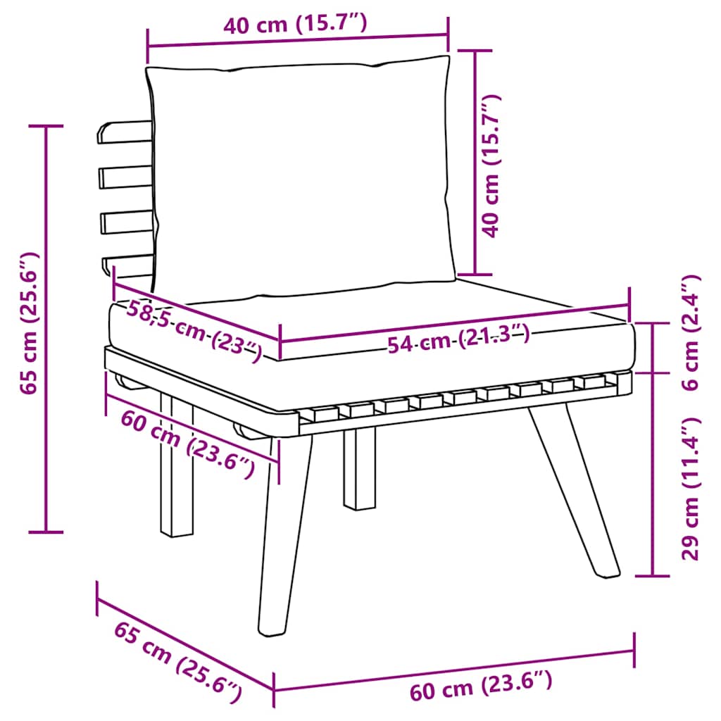 Trädgårdsstol med dynor massivt akaciaträ