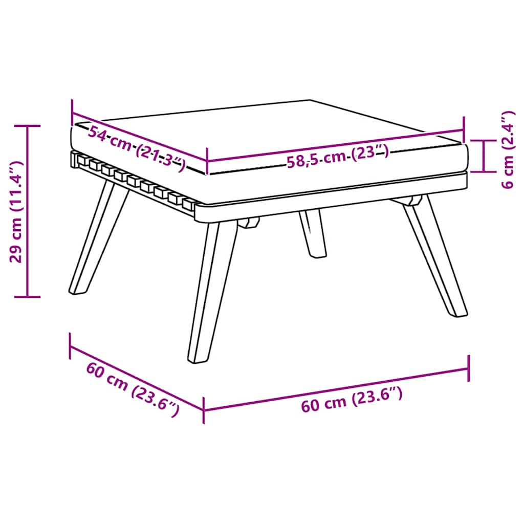 Fotpall för trädgården med dyna 60x60x29 cm massiv akacia