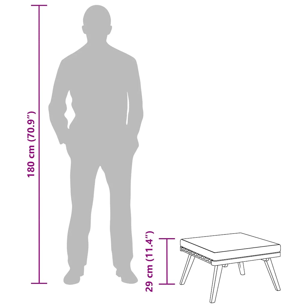 Fotpall för trädgården med dyna 60x60x29 cm massiv akacia