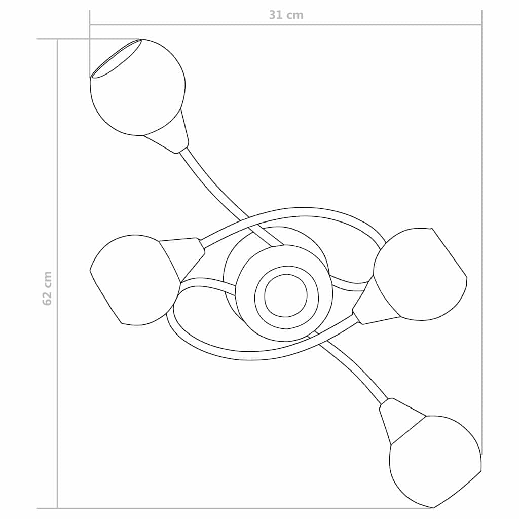 Taklampa med keramikskärmar för 5 E14-lampor vit klot