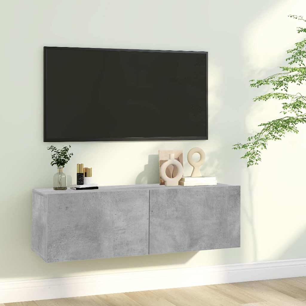 TV-bänk betonggrå 100x30x30 cm konstruerat trä