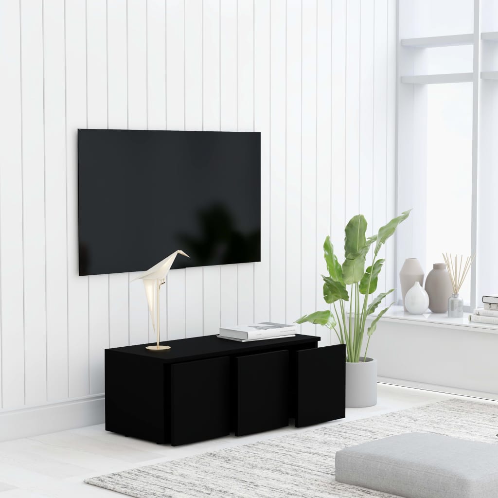 Tv-bänk svart 80x34x30 cm konstruerat trä