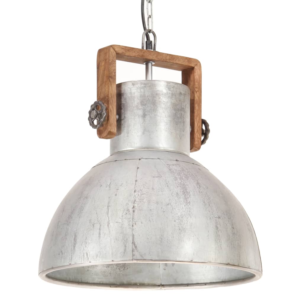 Hänglampa industriell vintage 25 W silver rund 40 cm E27
