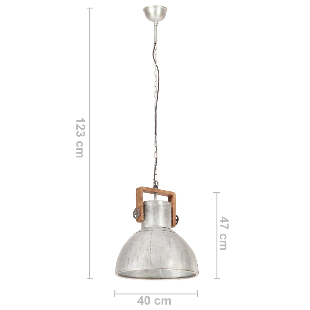 Hänglampa industriell vintage 25 W silver rund 40 cm E27