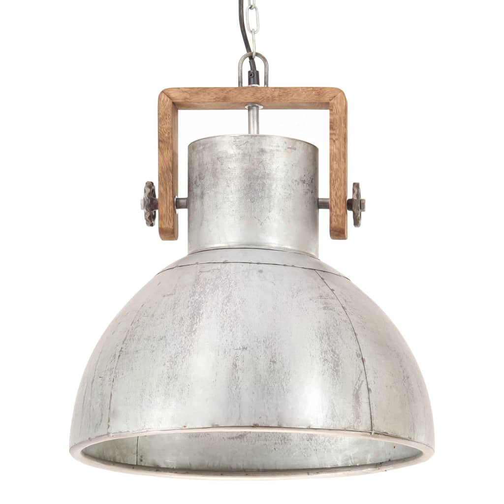 Hänglampa industriell vintage 25 W silver rund 40 cm E27