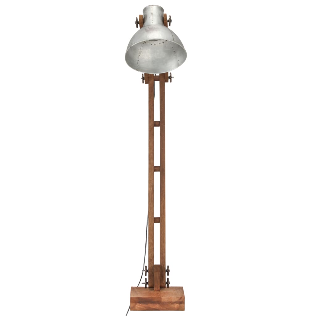 Golvlampa silver massivt mangoträ E27