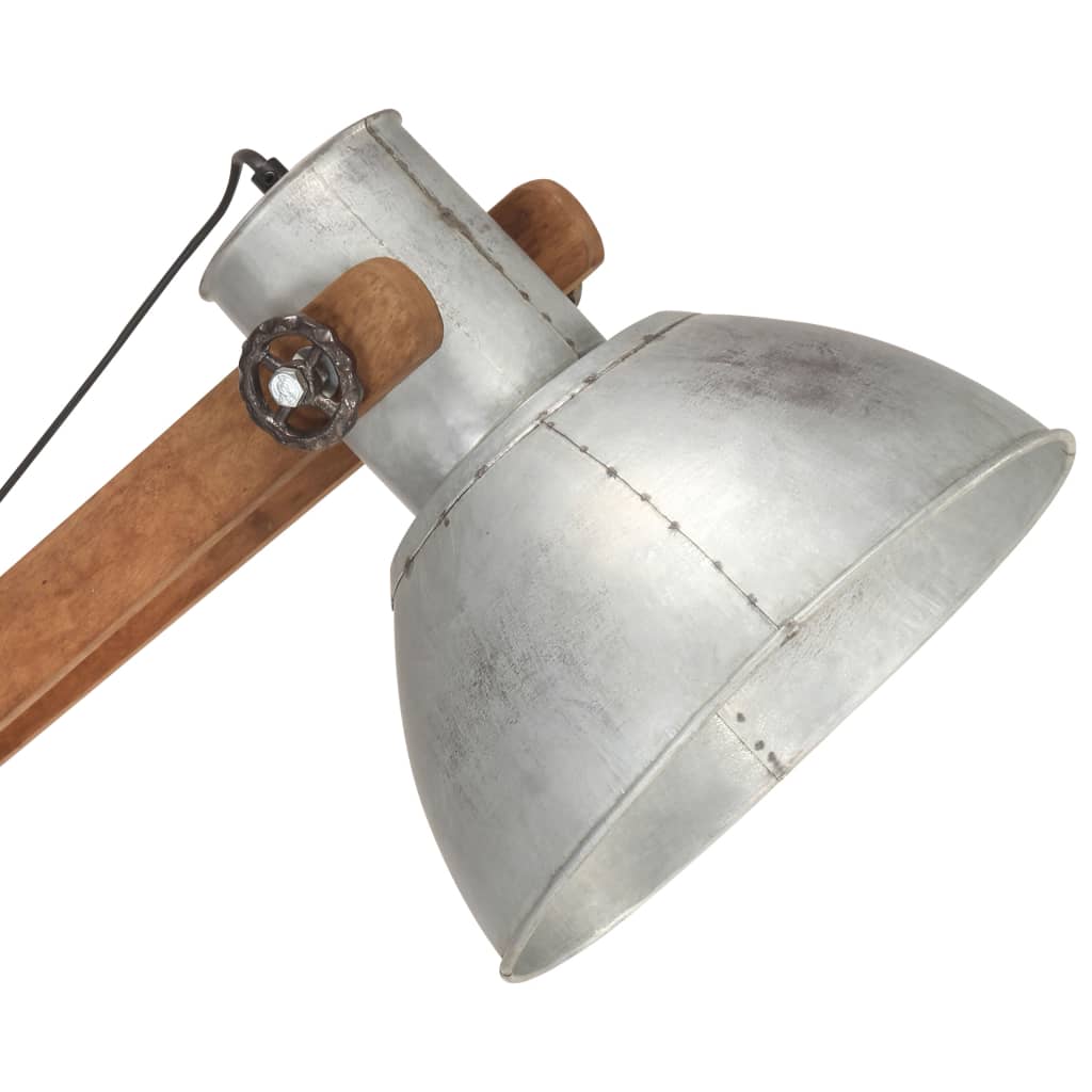 Golvlampa silver massivt mangoträ E27