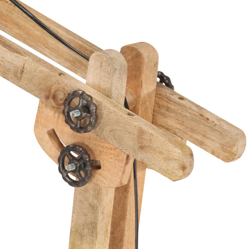 Golvlampa vit massivt mangoträ E27