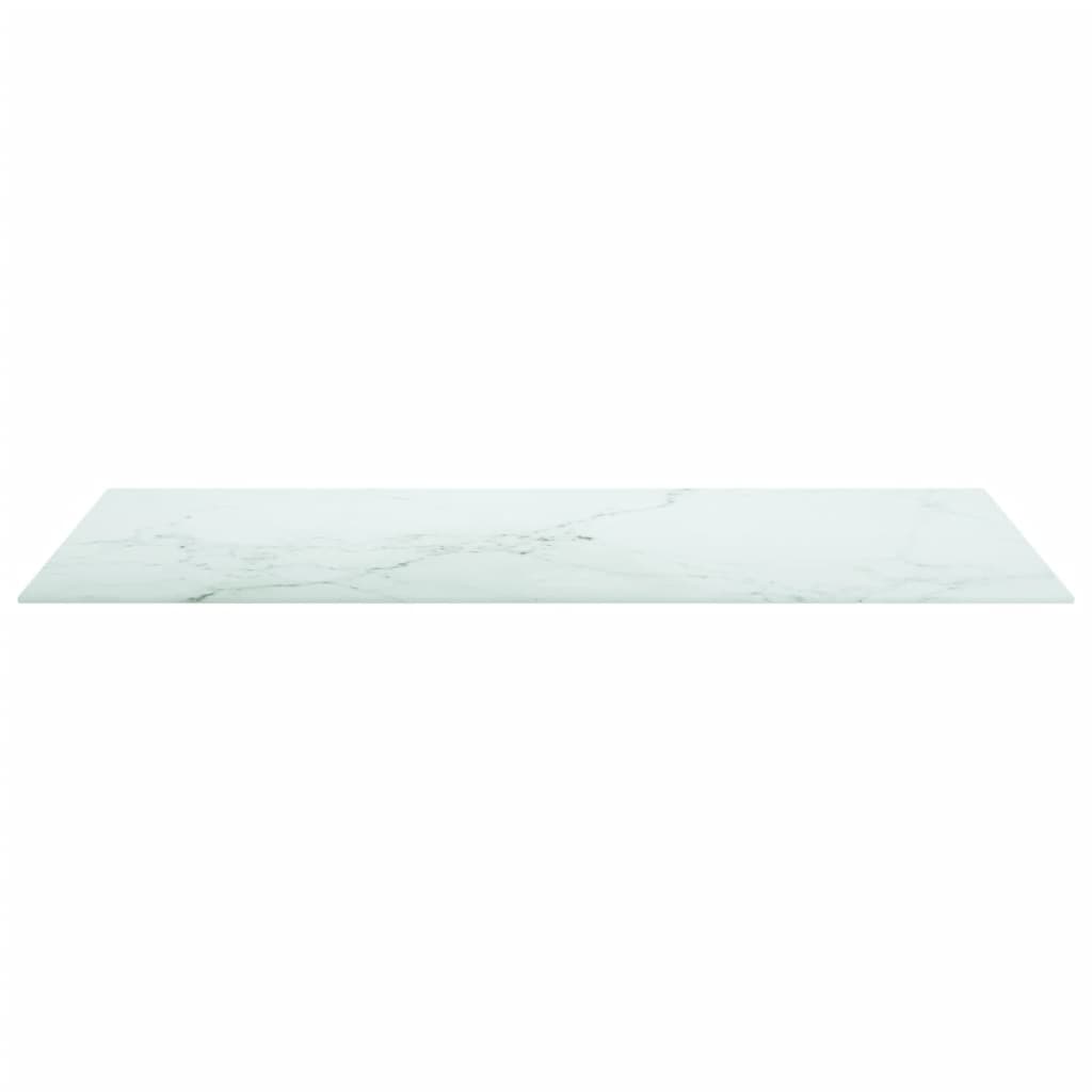 Bordsskiva vit 100x50 cm 6 mm härdat glas med marmortextur