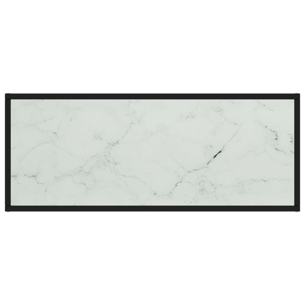 Tv-bänk svart med vit marmor glas 100x40x40 cm