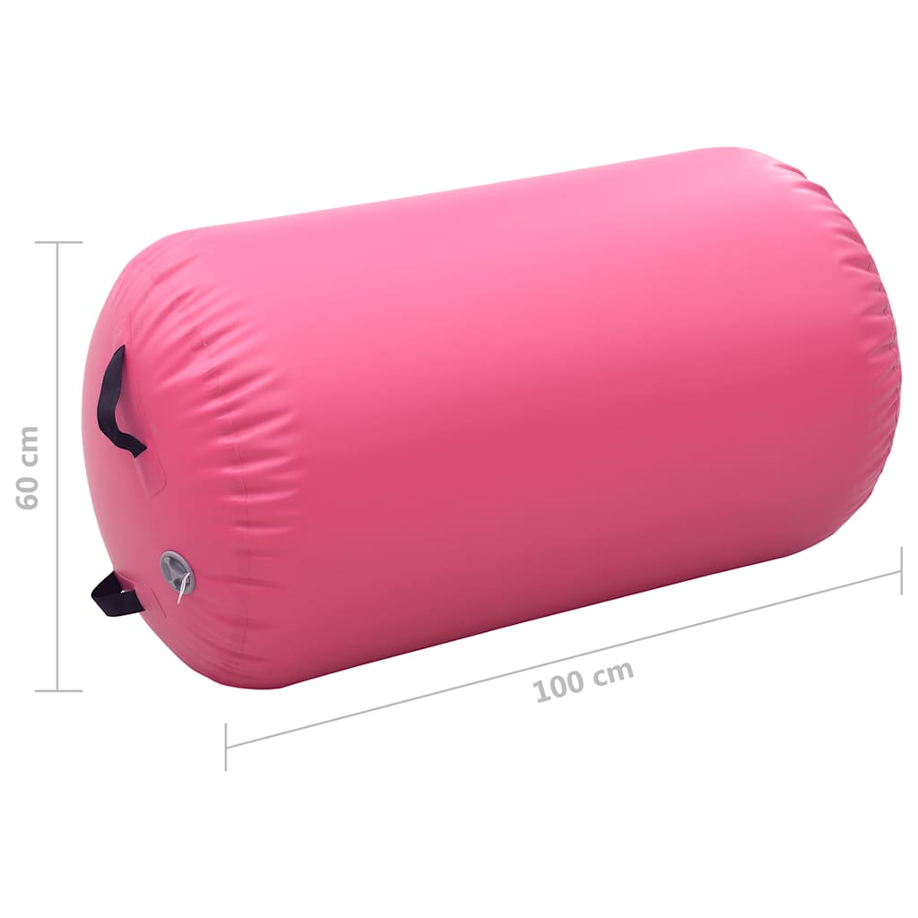 Uppblåsbar gymnastikrulle med pump 100x60 cm PVC rosa