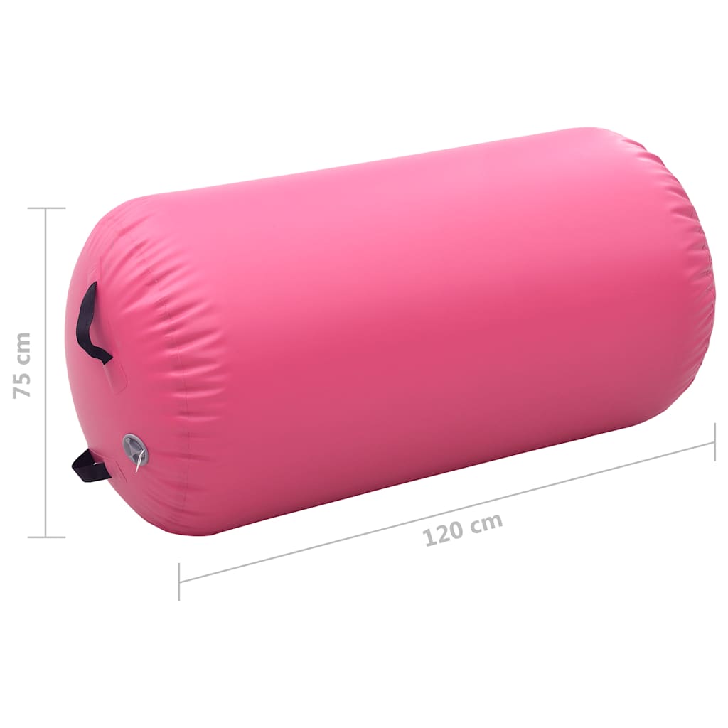 Uppblåsbar gymnastikrulle med pump 120x75 cm PVC rosa