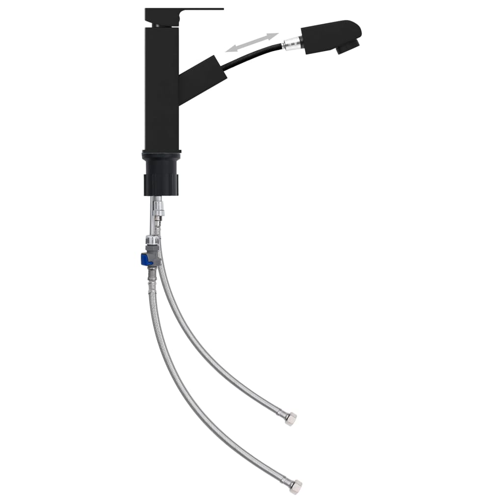 Badrumsblandare med utdragbar pip svart 157x172 mm