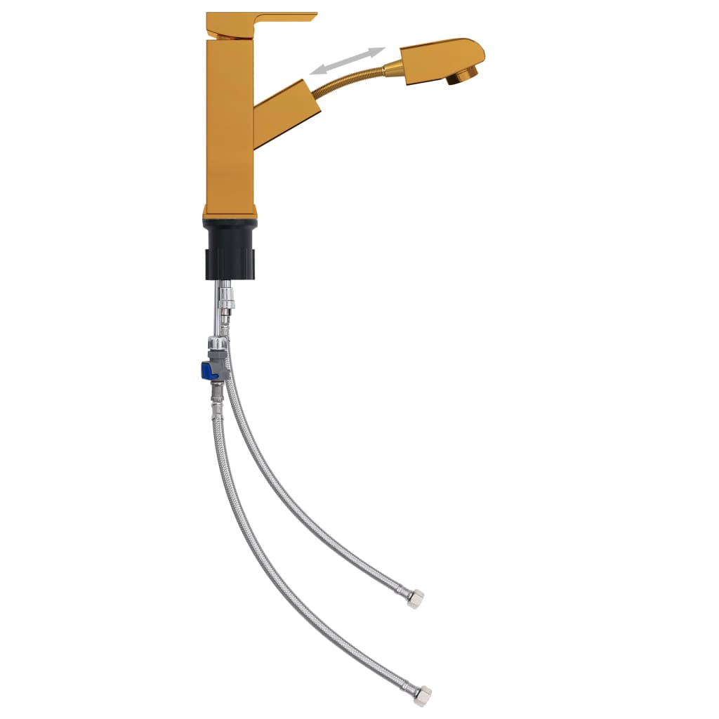 Badrumsblandare med utdragbar pip guld 157x172 mm