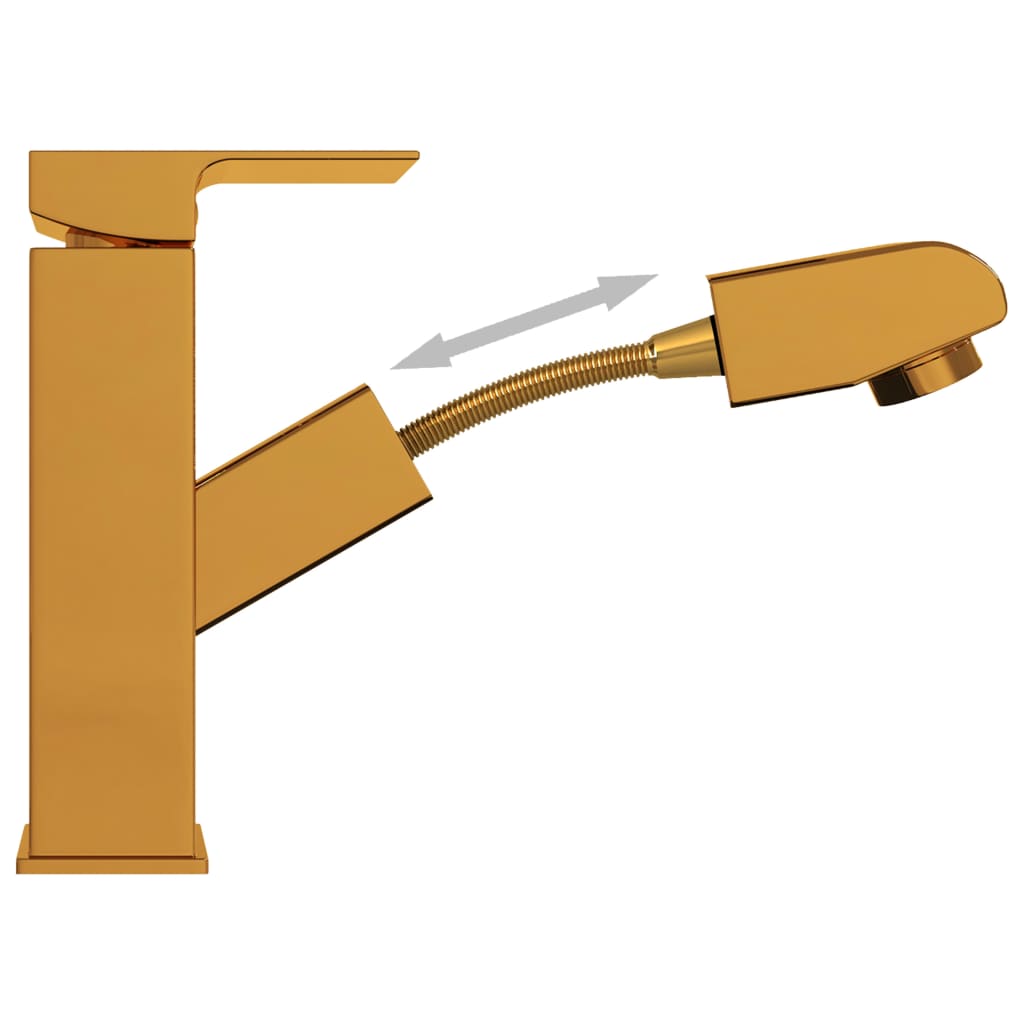Badrumsblandare med utdragbar pip guld 157x172 mm