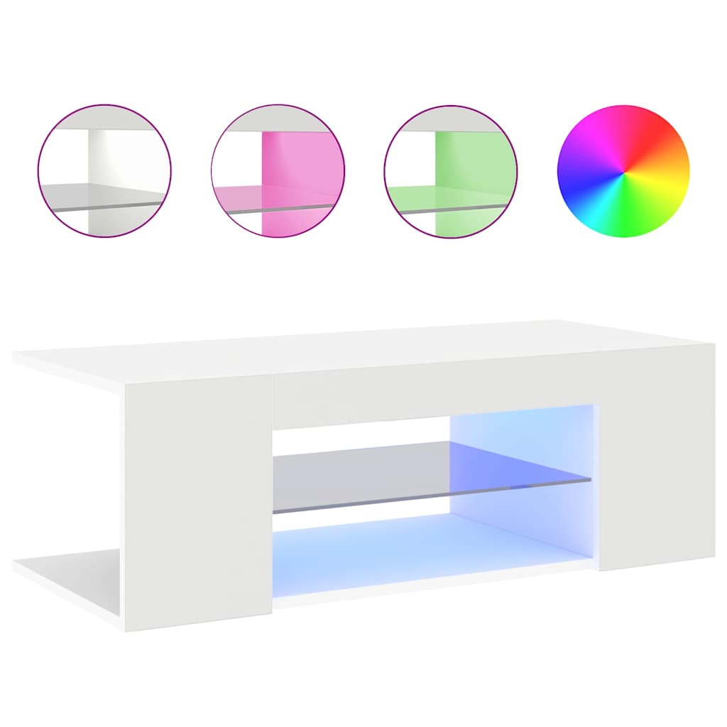 TV-bänk med LED-belysning vit 90x39x30 cm