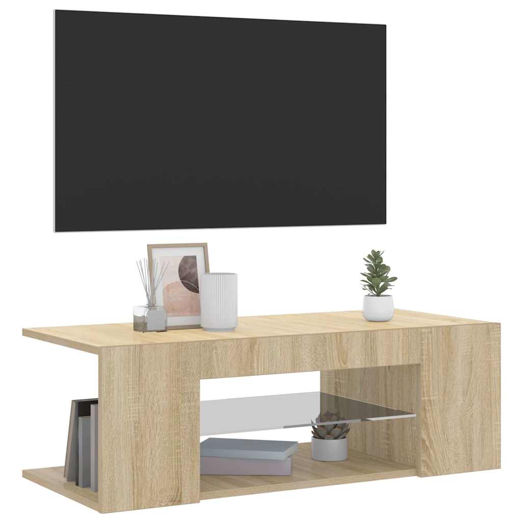 TV-bänk med LED-belysning sonoma-ek 90x39x30 cm