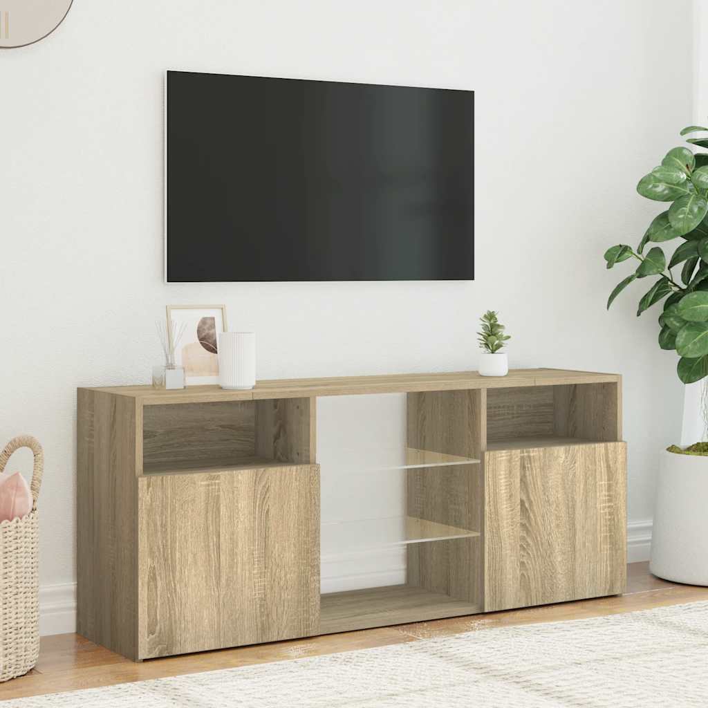 TV-bänk med LED-belysning sonoma-ek 120x30x50 cm