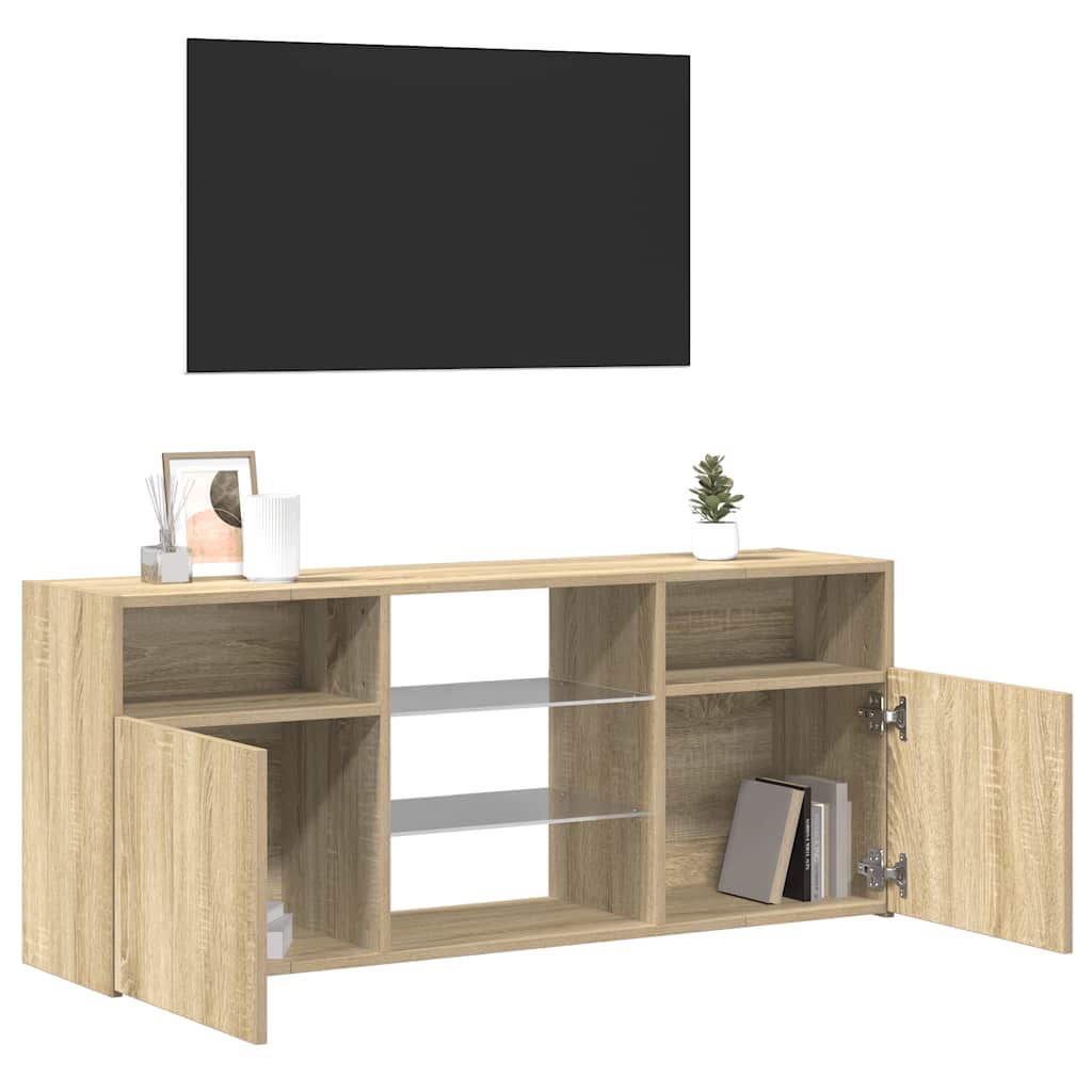 TV-bänk med LED-belysning sonoma-ek 120x30x50 cm