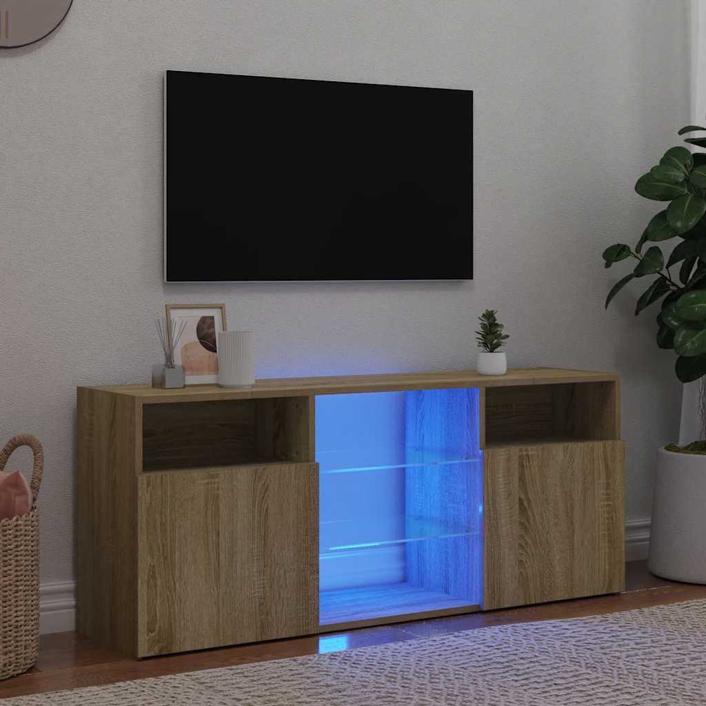 TV-bänk med LED-belysning sonoma-ek 120x30x50 cm
