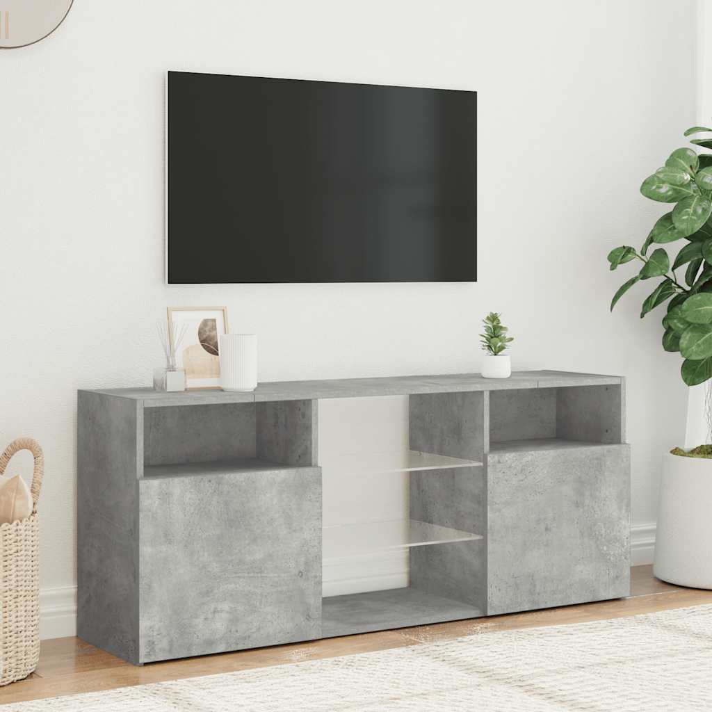 TV-bänk med LED-belysning betonggrå 120x30x50 cm
