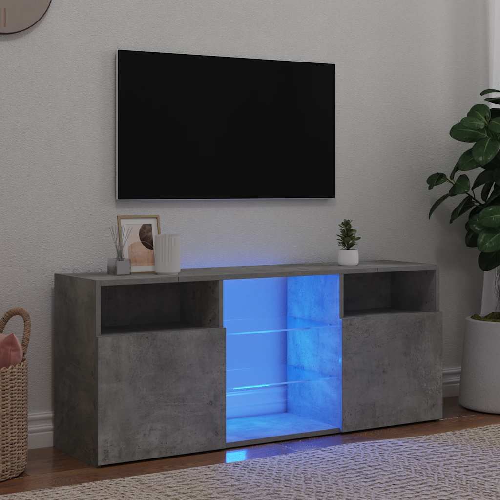 TV-bänk med LED-belysning betonggrå 120x30x50 cm
