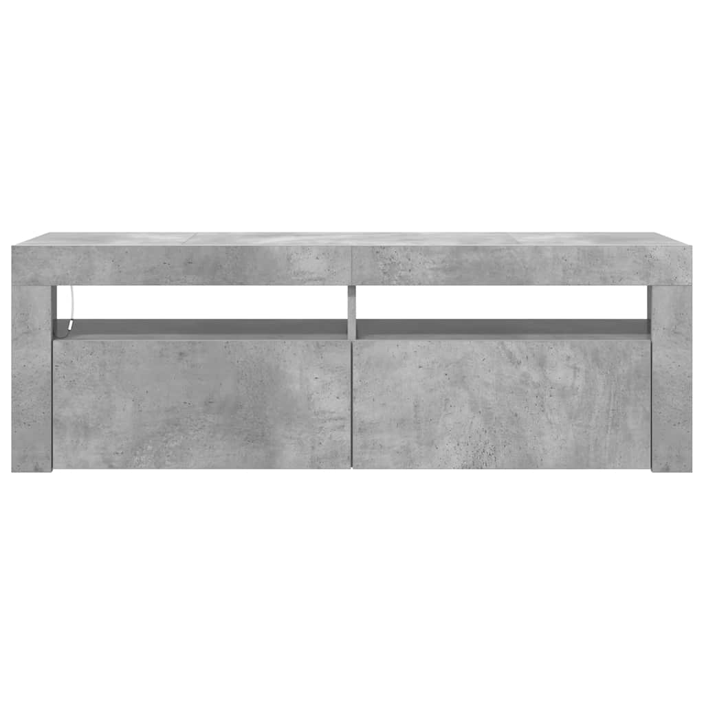 TV-bänk med LED-belysning betonggrå 120x35x40 cm