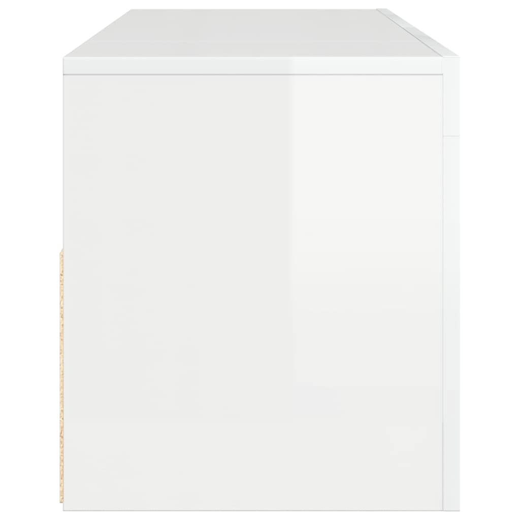 TV-bänk med LED-belysning vit högglans 120x35x40 cm