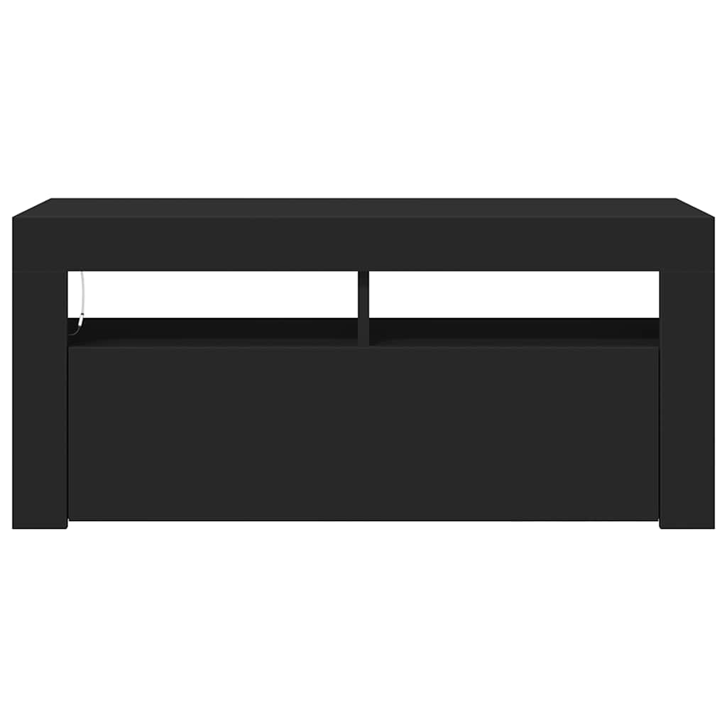 TV-bänk med LED-belysning svart 90x35x40 cm