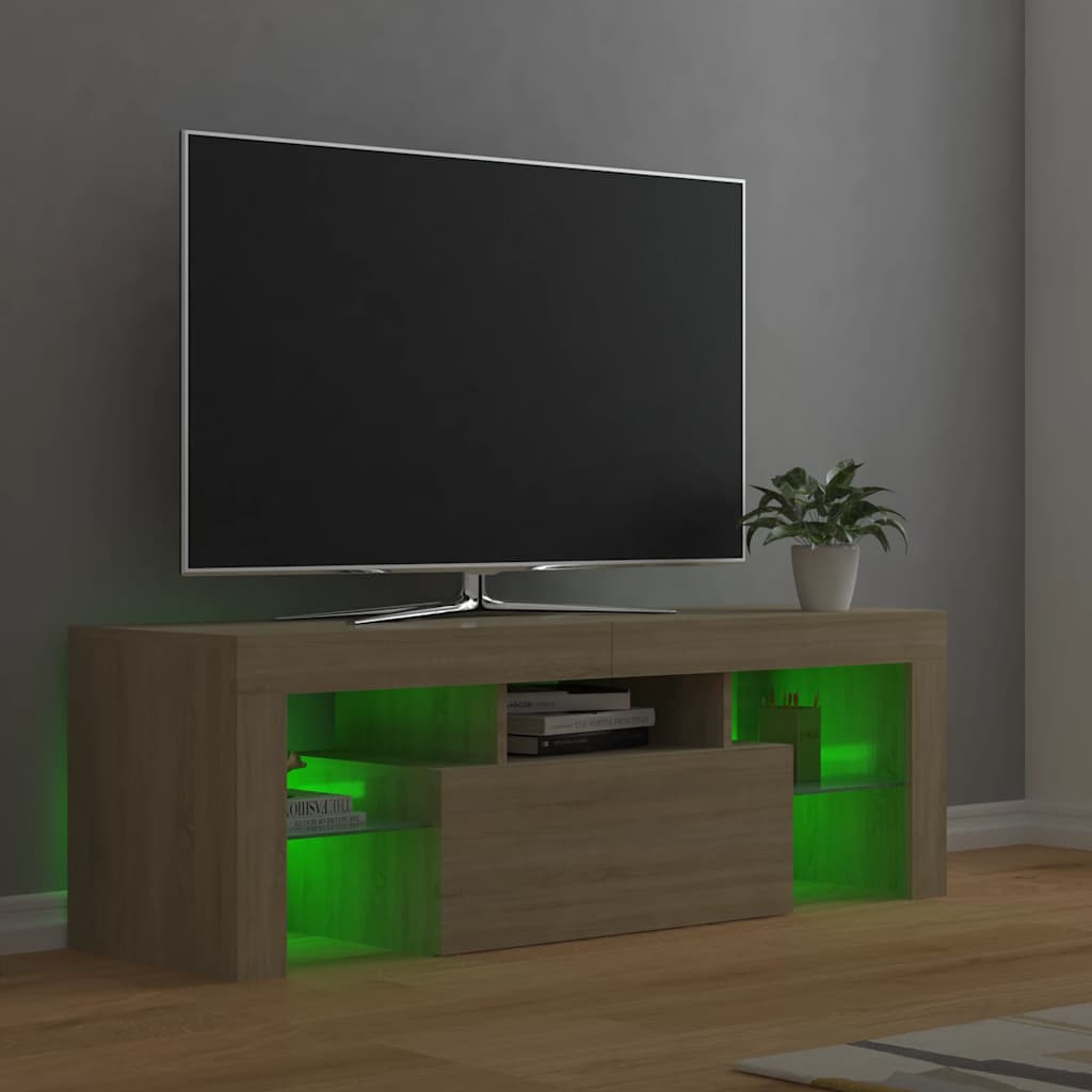 TV-bänk med LED-belysning sonomaek 120x35x40 cm