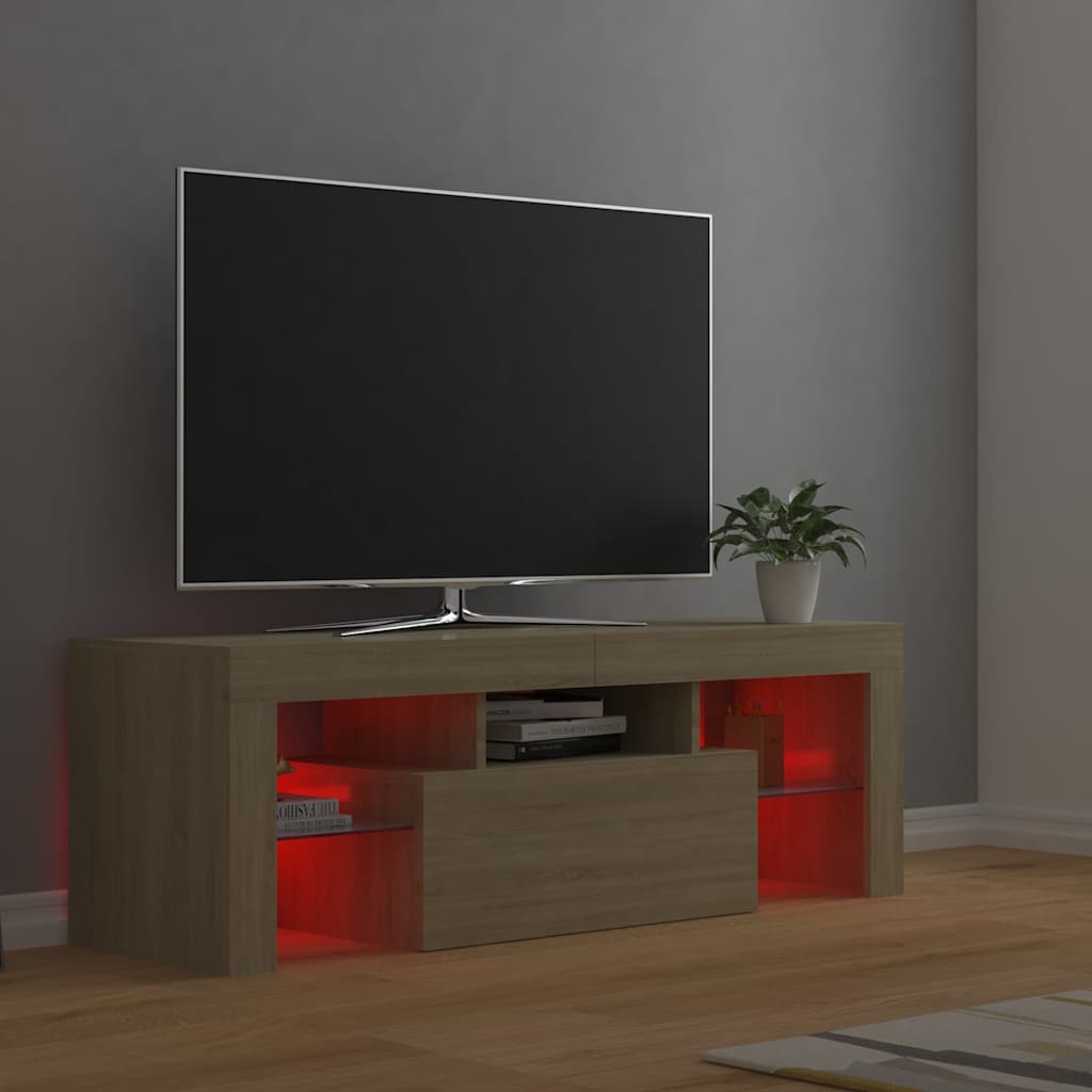 TV-bänk med LED-belysning sonomaek 120x35x40 cm