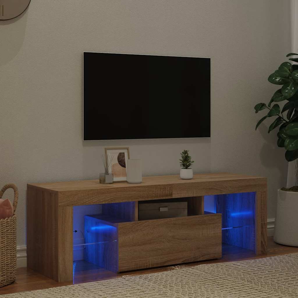 TV-bänk med LED-belysning sonomaek 120x35x40 cm