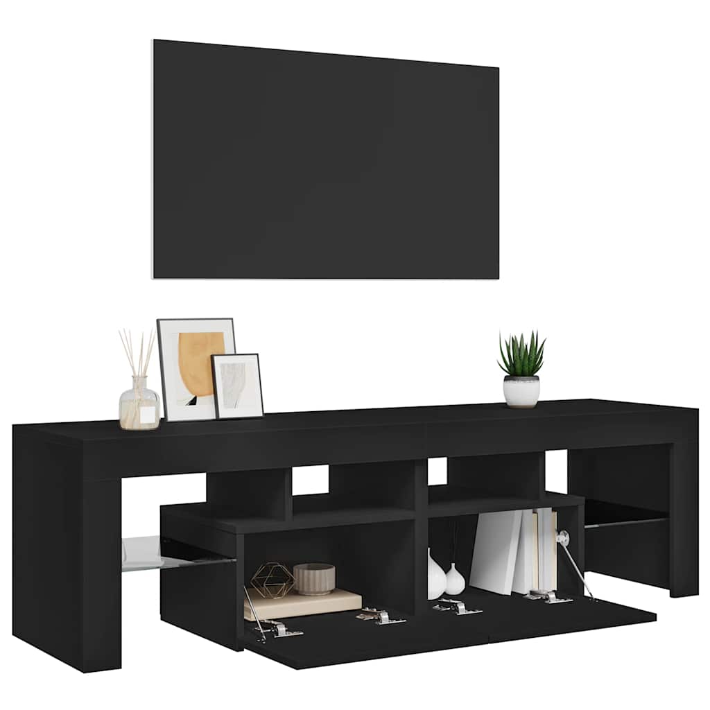 Tv-bänk med LED-belysning svart 140x36,5x40 cm
