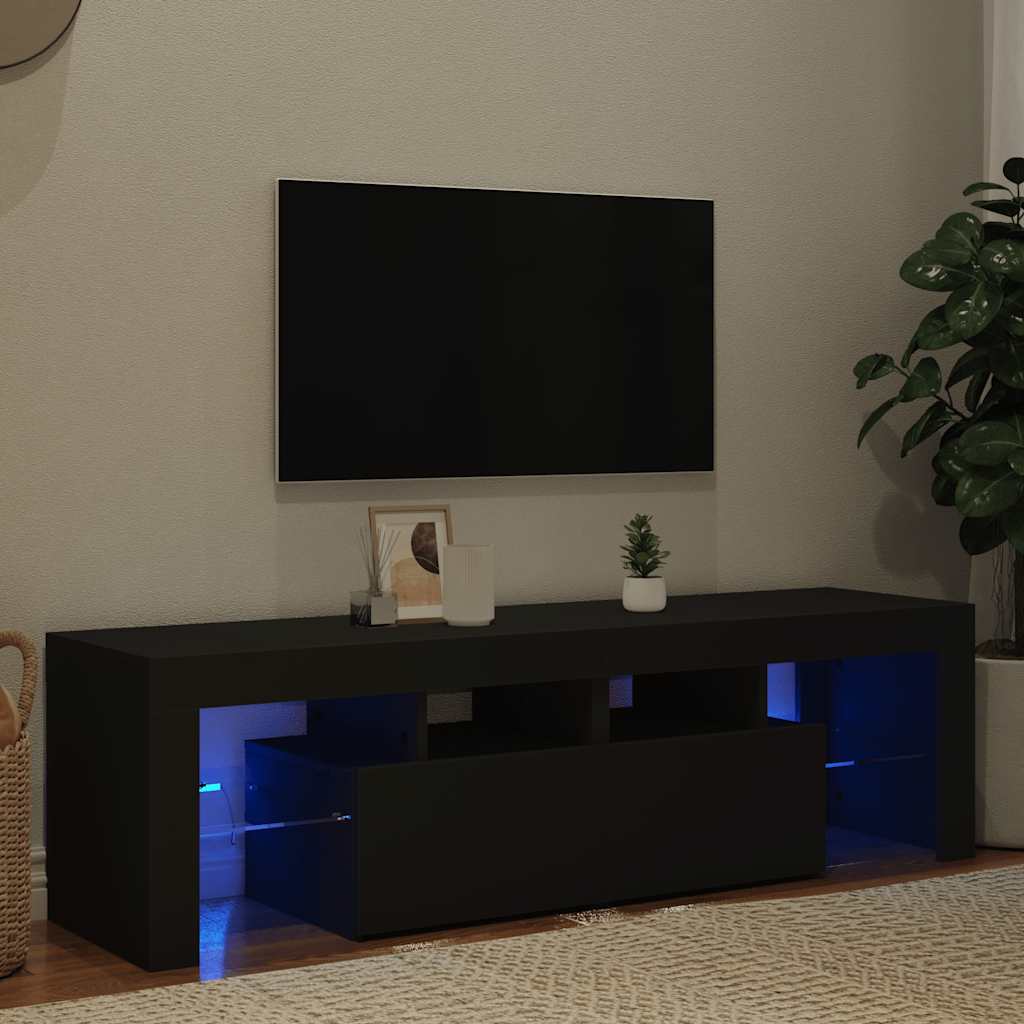 Tv-bänk med LED-belysning svart 140x36,5x40 cm