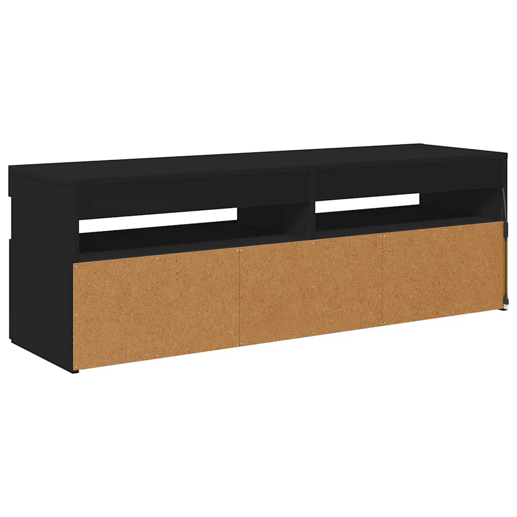 TV-bänk med LED-belysning svart 120x35x40 cm