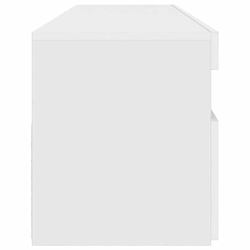 TV-bänk med LED-belysning vit högglans 90x35x40 cm