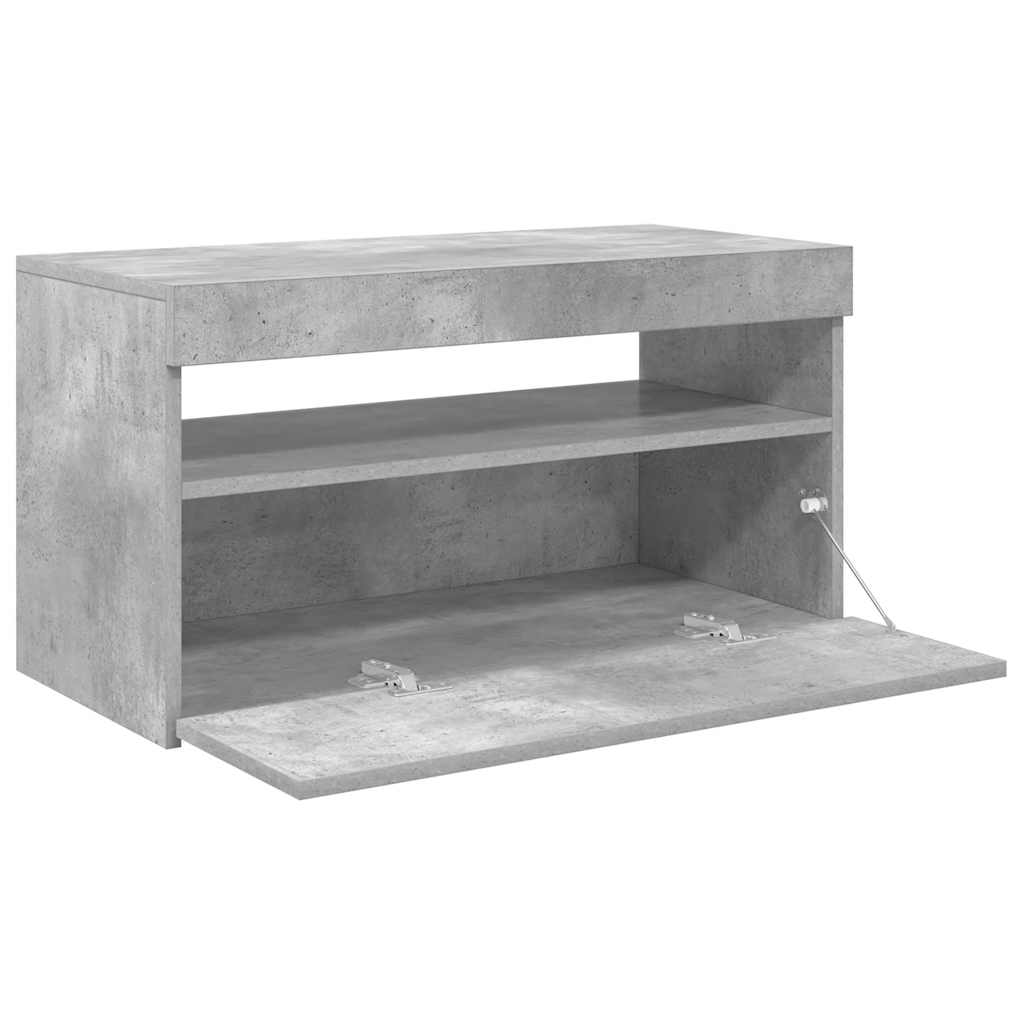Tv-bänk med LED-belysning betonggrå 75x35x40 cm