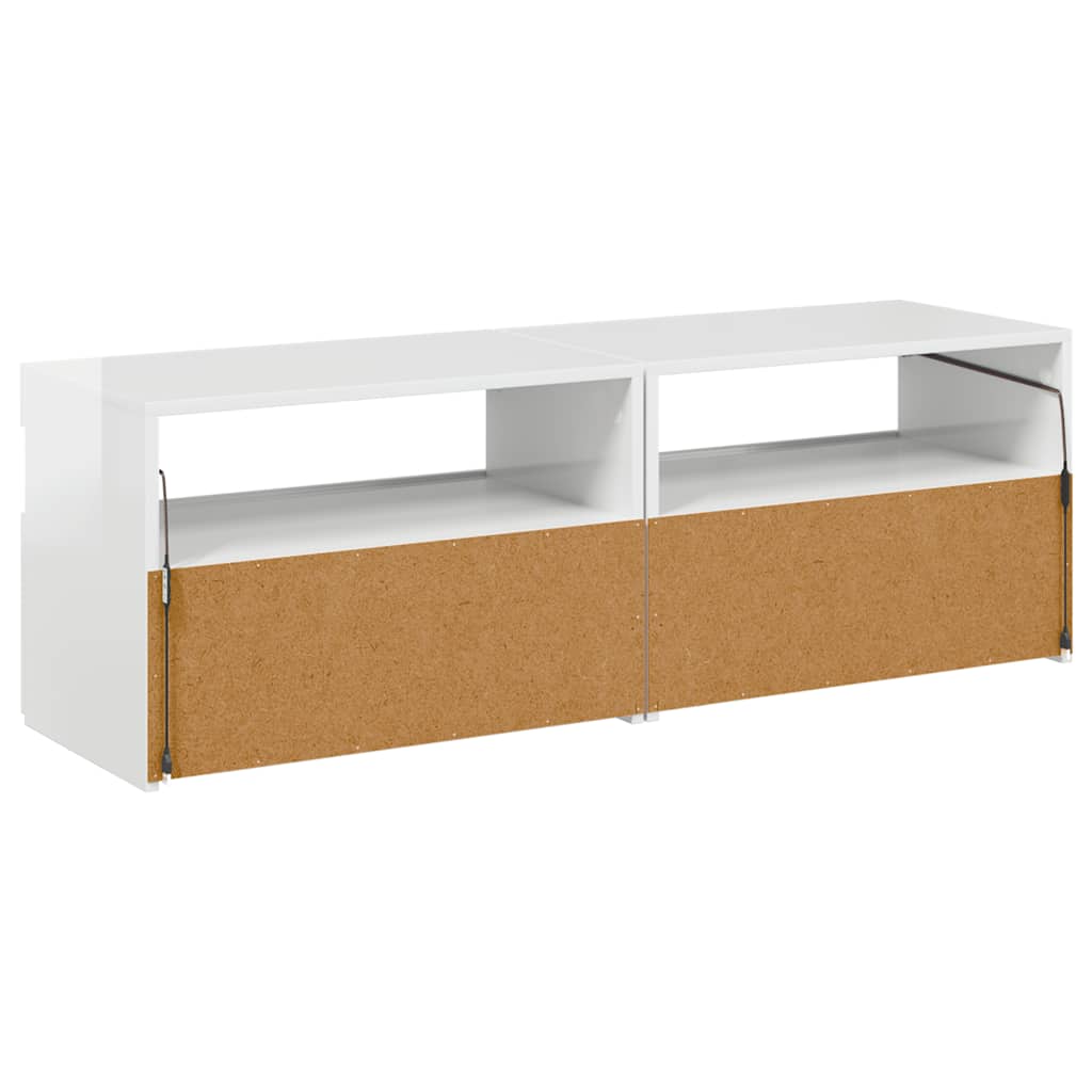 TV-bänk med LED-belysning 2 st vit högglans 60x35x40 cm