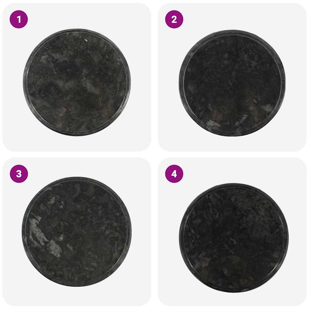 Bordsskiva svart Ø40x2,5 cm marmor