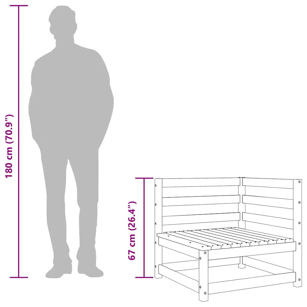 Hörnsektion till pallsoffa vit massiv furu